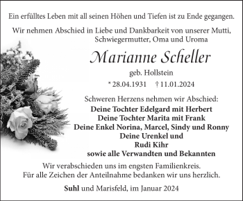 Traueranzeige von Marianne Scheller von 80048