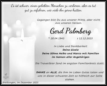 Traueranzeige von Gerd Palmberg von 80048