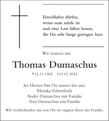 Traueranzeige von Thomas Dumaschus von 80048