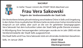 Traueranzeige von Vera Sakowski von 80048
