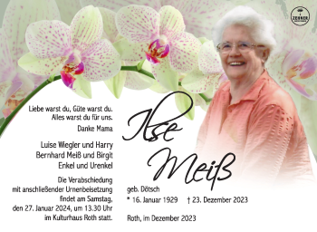 Traueranzeige von Ilse Meiß von 80048