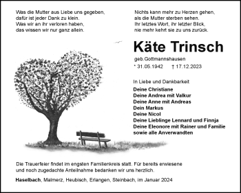Traueranzeige von Käte Trinsch von 80048