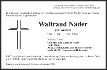 Traueranzeige von Waltraud Näder von 80048