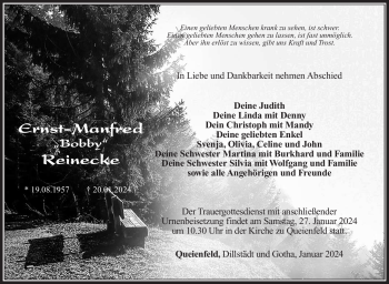 Traueranzeige von Ernst-Manfred Reinecke von Südthüringer Presse