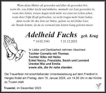 Traueranzeige von Adelheid Fuchs von 80048