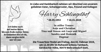 Traueranzeige von Harry Schlingelhof von Neue Presse Coburg