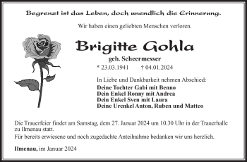 Traueranzeige von Brigitte Gohla von 80048