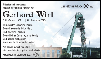 Traueranzeige von Gerhard Wirl von 80048