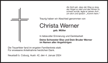 Traueranzeige von Christa Werner von 80048
