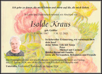 Traueranzeige von Isolde Kraus von 80048