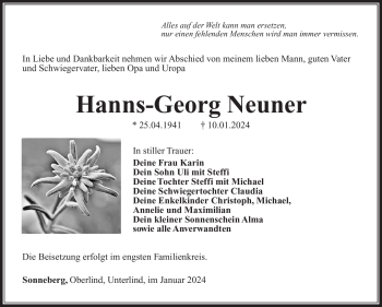 Traueranzeige von Hanns-Georg Neuner von 80048