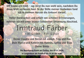 Traueranzeige von Irmtraud Färber von 80048