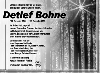 Traueranzeige von Detlef Bohne von 80048