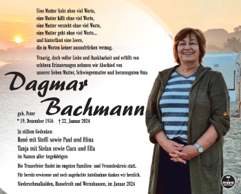 Traueranzeige von Dagmar Bachmann von Südthüringer Presse