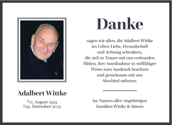 Traueranzeige von Adalbert Wittke von 80048