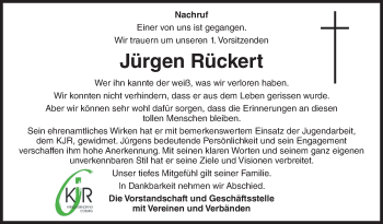 Traueranzeige von Jürgen Rückert von Neue Presse Coburg