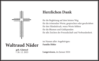 Traueranzeige von Waltraud Näder von 80048
