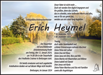 Traueranzeige von Erich Heymel von 80048