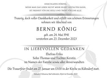 Traueranzeige von Bernd König von 80048