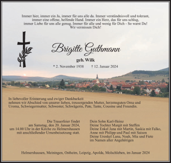 Traueranzeige von Brigitte Guthmann von 80048