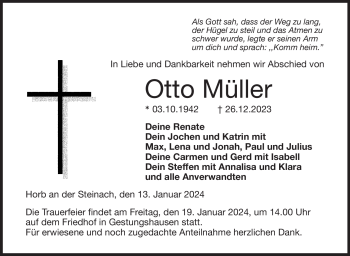 Traueranzeige von Otto Müller von 80048