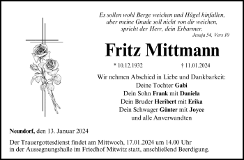 Traueranzeige von Fritz Mittmann von 80048