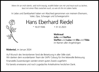 Traueranzeige von Hans Eberhard Riedel von 80048