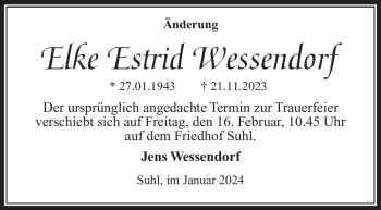 Traueranzeige von Elke Estrid Wessendorf von 80048