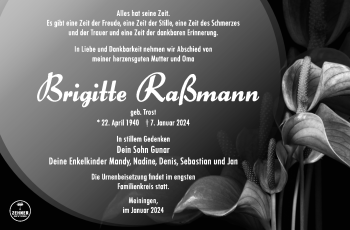 Traueranzeige von Brigitte Raßmann von 80048