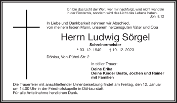 Traueranzeige von Ludwig Sörgel von 80048