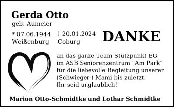 Traueranzeige von Gerda Otto von Neue Presse Coburg