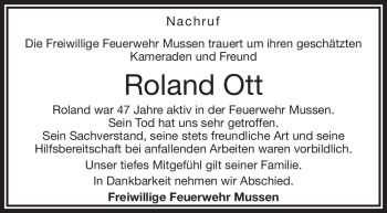 Traueranzeige von Roland Ott von 80048