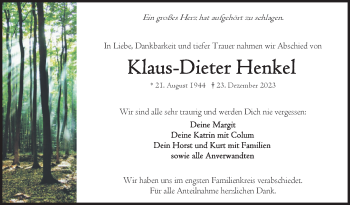 Traueranzeige von Klaus-dieter Henkel von 80048