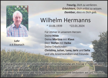 Traueranzeige von Wilhelm Hermanns von Neue Presse Coburg