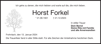 Traueranzeige von Horst Forkel von 80048