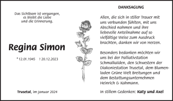 Traueranzeige von Regina Simon von 80048