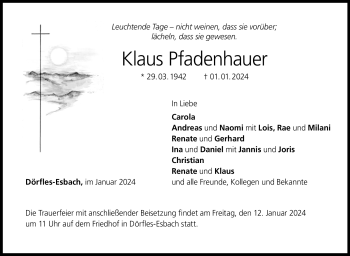 Traueranzeige von Klaus Pfadenhauer von 80048