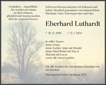 Traueranzeige von Eberhard Luthardt von Südthüringer Presse