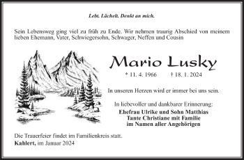 Traueranzeige von Mario Lusky von Südthüringer Presse