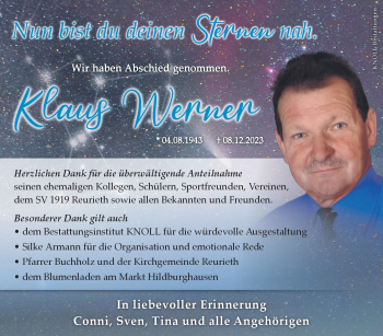 Traueranzeige von Klaus Werner von 80048
