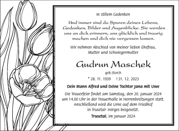 Traueranzeige von Gurdrun Maschek von 80048