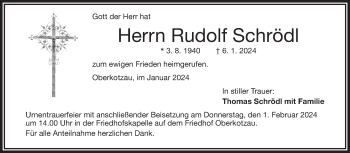 Traueranzeige von Rudolf Schrödl von Frankenpost