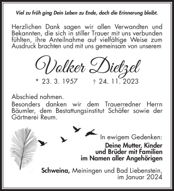 Traueranzeige von Volker Dietzel von 80048