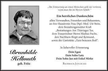 Traueranzeige von Brunhilde Hellmuth von 80048