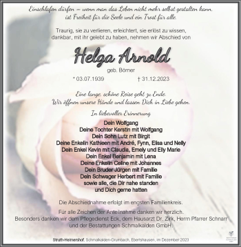 Traueranzeige von Helga Arnold von 80048