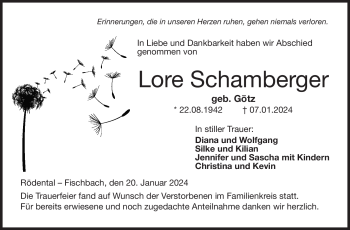 Traueranzeige von Lore Schamberger von 80048