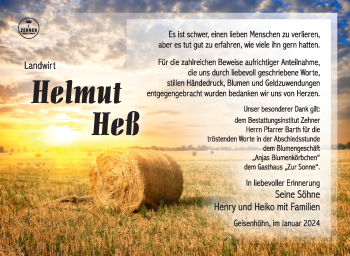 Traueranzeige von Helmut Heß von 80048