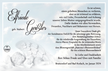 Traueranzeige von Elfriede Geißler von 80048