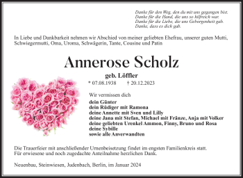 Traueranzeige von Annerose Scholz von 80048
