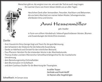 Traueranzeige von Anni Hessmüller von 80048